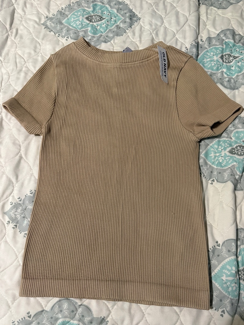 Old Navy Women's Ribbed Short Sleeve Top - Tan